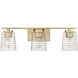 Saben 3 Light 23 inch Vintage Brass Bathroom Vanity Light Wall Light
